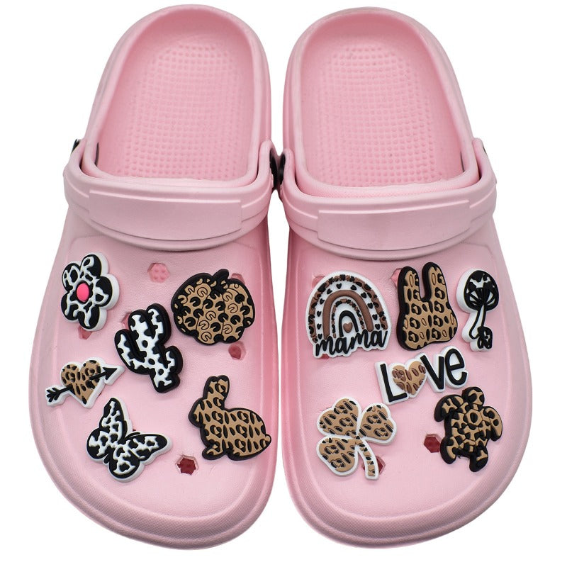 Wholesale Random 100pcs Cartoon Leopard Series PVC Soft Rubber Shoe Buckle Decoration ACC-SC-RYY090