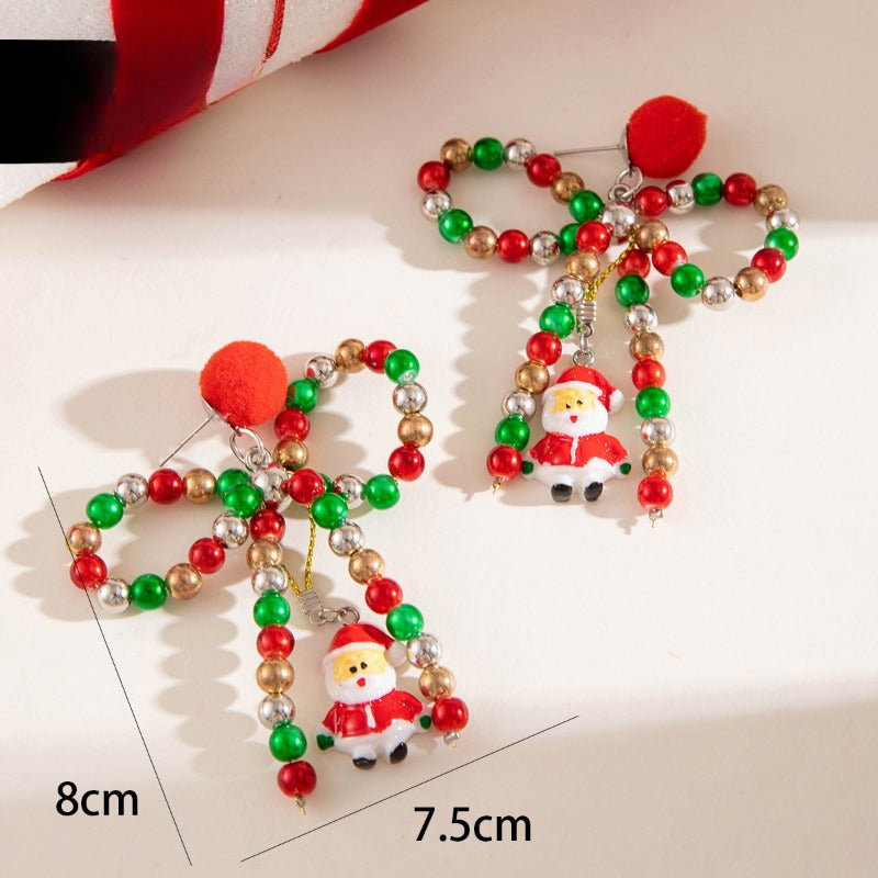 Wholesale Fashion Colorful Beaded Bowknot Pom Earrings ACC-ES-YongG006