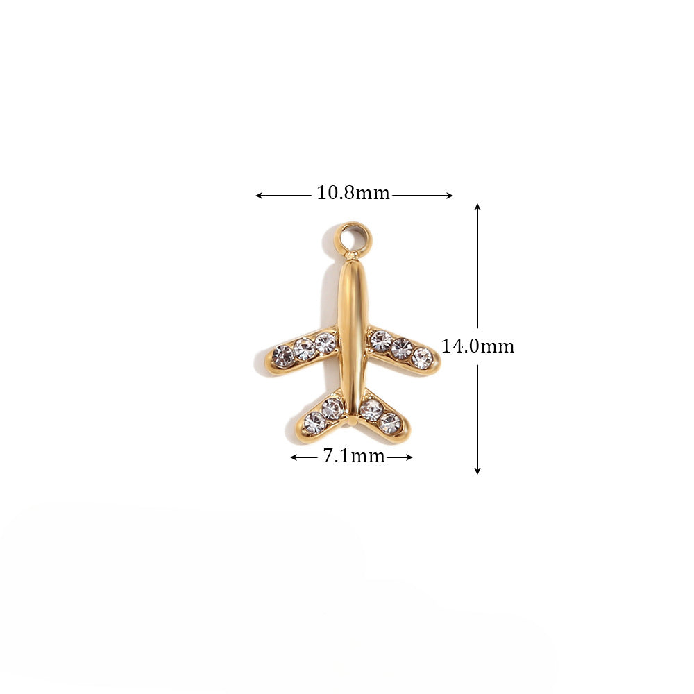 Wholesale Mini Simple Stainless Steel Pendant 18K Gold Plated Pendant Micro-inlaid Color Diamond Heart Shaped Geometric Pendant ACC-PT-MengJ001