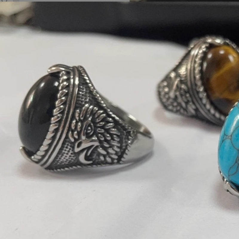 Wholesale Eagle Gemstone Stainless Steel Ring ACC-RS-Moer011