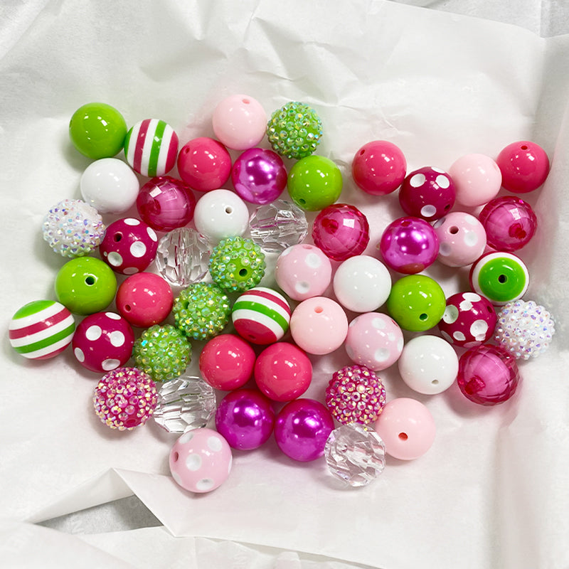 Wholesale 50PCS/Pack 20MM Tricolor Stripe Acrylic Beads Bubblegum Beads