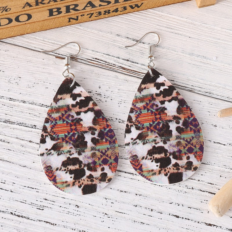 Wholesale Western Ethnic Style Sunflower Aztec Water Drop Pendant Earrings ACC-ES-ChuLian129