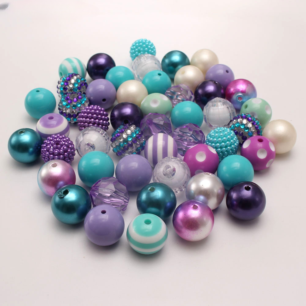 Wholesale 50pcs/pack Ocean Wind Mermaid Color 20MM Acrylic Beads Bubblegum Beads
