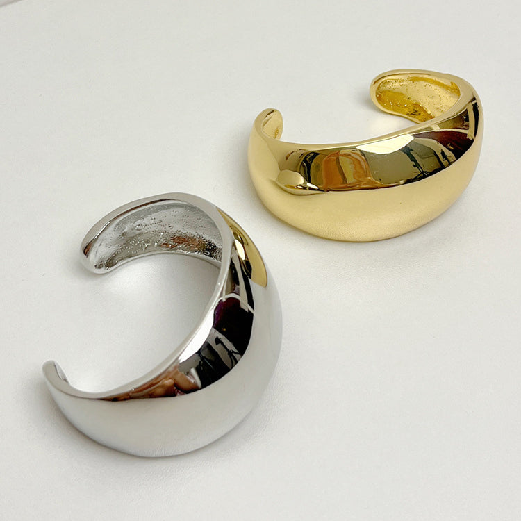 Wholesale Wide Version Metal Curved Glossy Bracelet Open Bracelet ACC-BT-SZL001