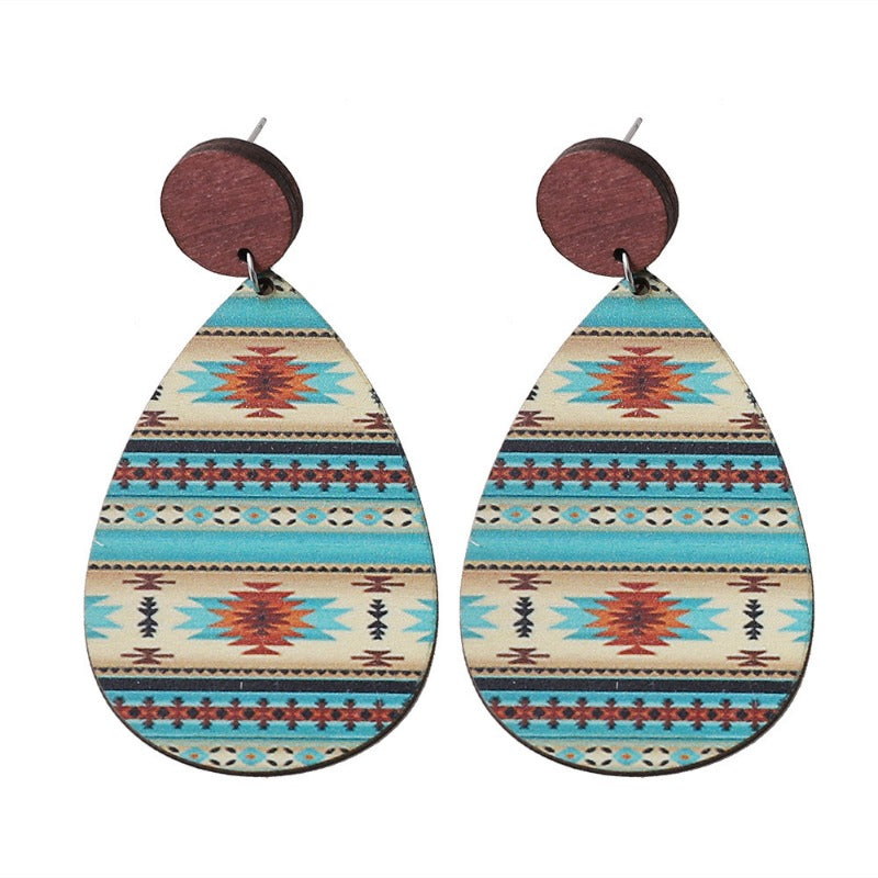 Wholesale Western Ethnic Pattern Water Drop Earrings ACC-ES-ChuLian102