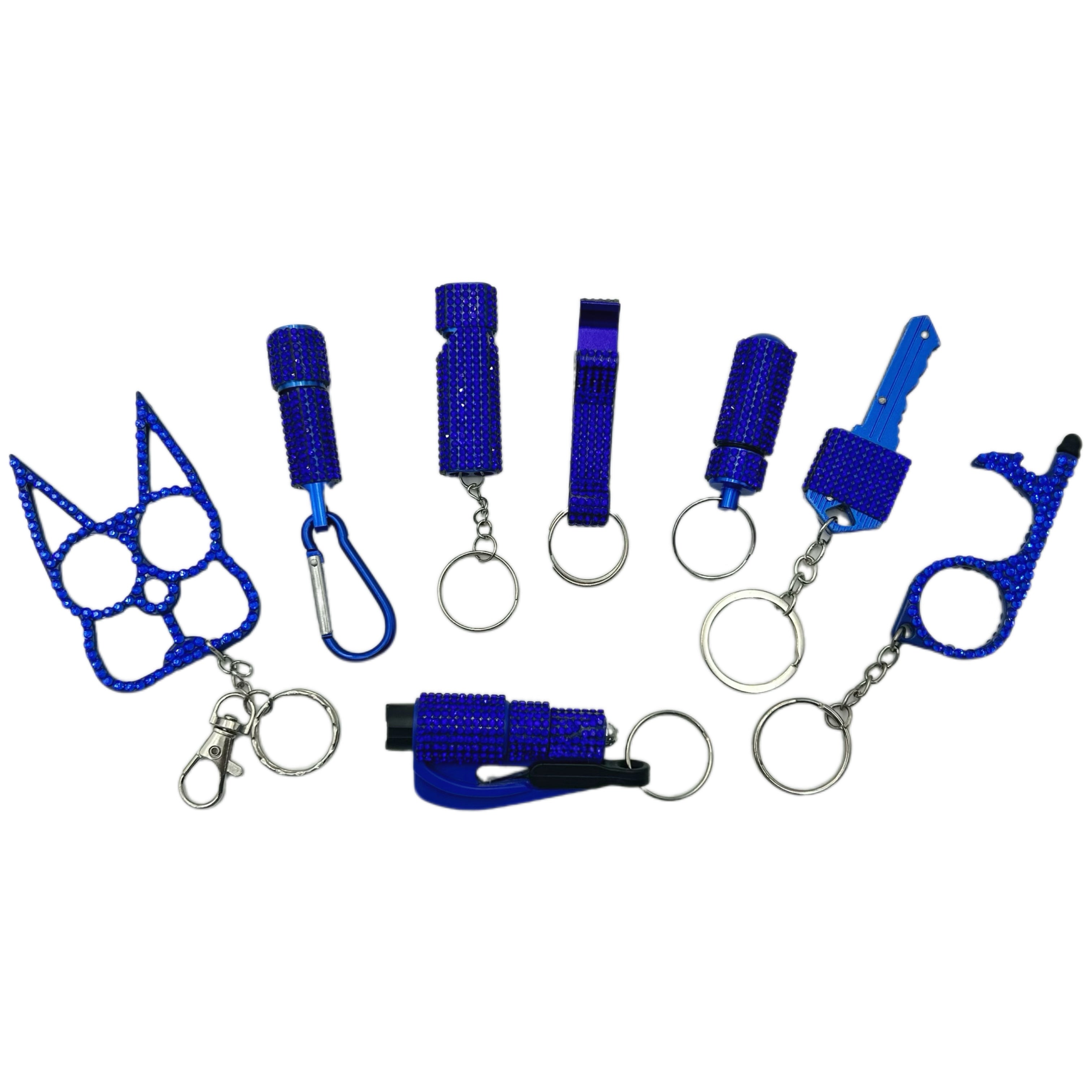 Wholesale 8pcs/set Solid Color Diamond Outdoor Keychain Set Jewelry Accessories Keychain Pendant ACCHW-KC-KaBiao020