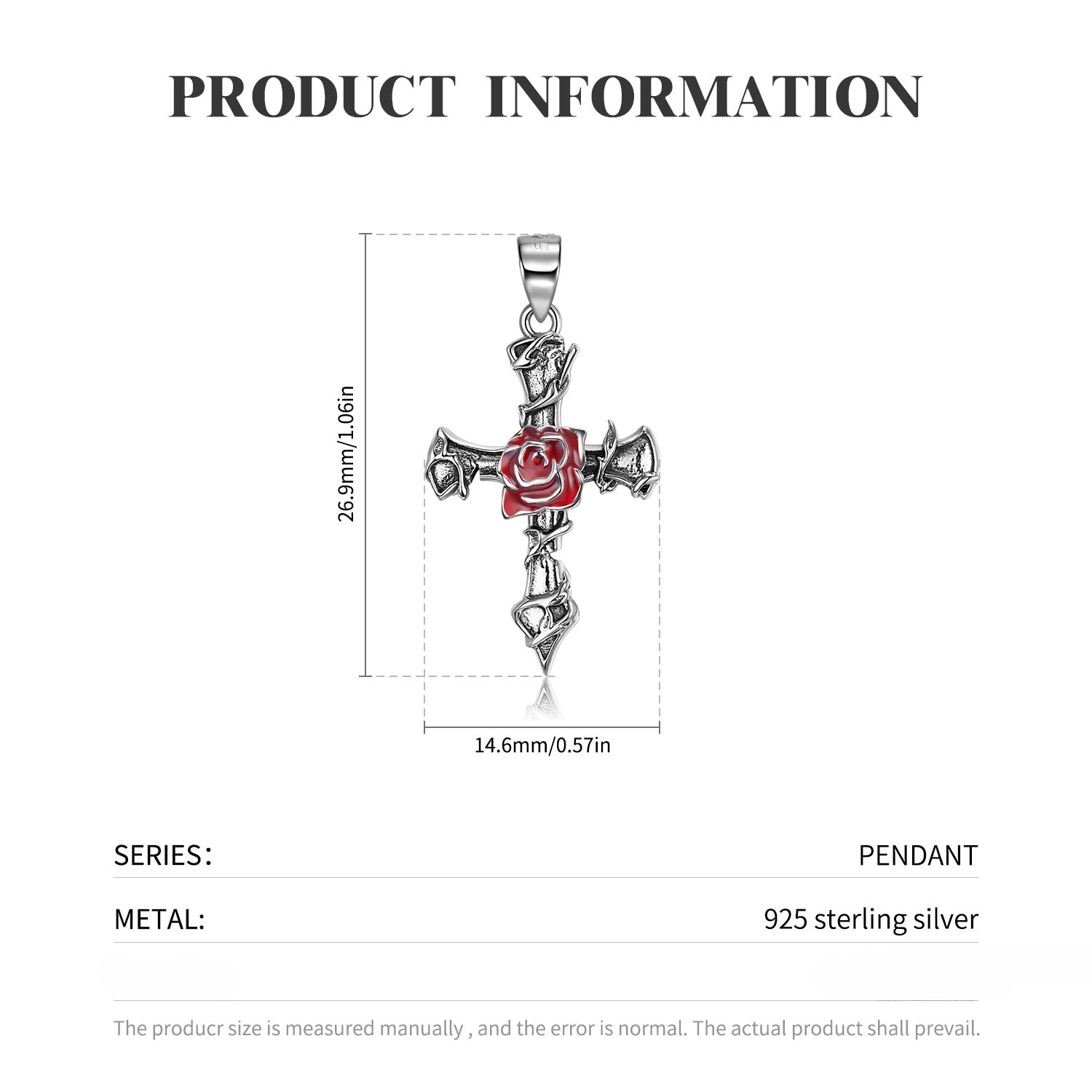 Wholesale S925 Sterling Silver Jewelry Thorn Rose Cross Necklaces ACC-NE-MC011