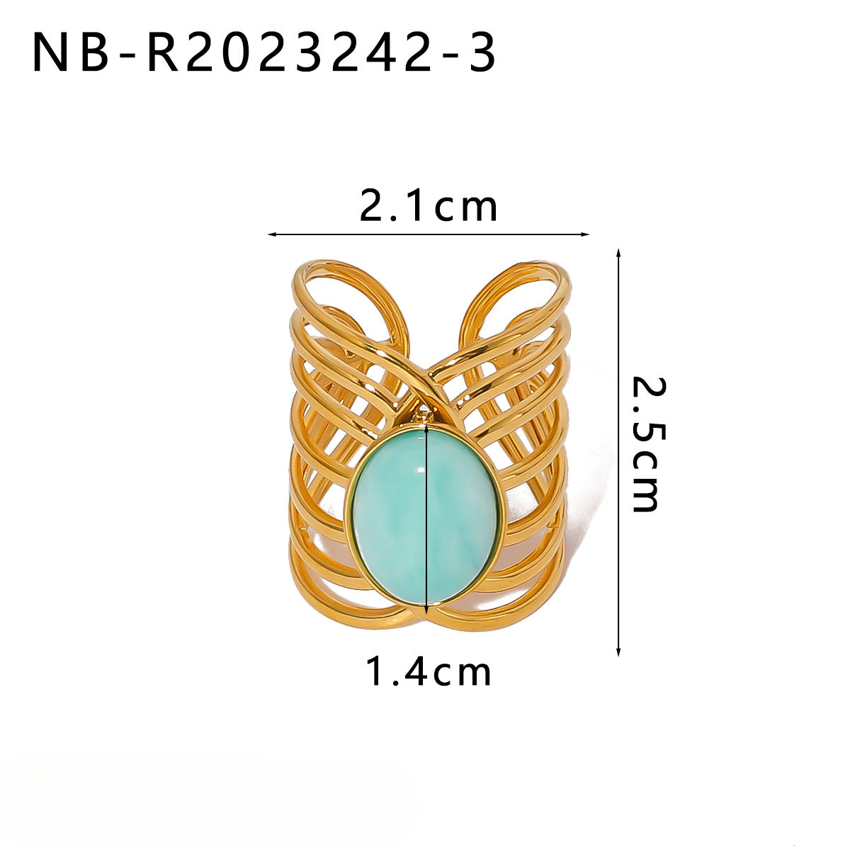 Wholesale Stainless Steel Inlaid Natural Stone Open Adjustable Rings ACC-RS-XinY010