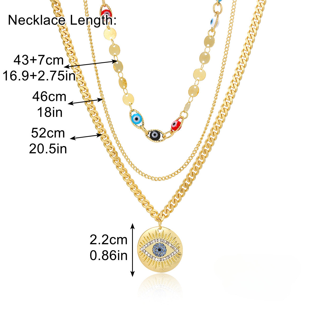 Wholesale Mother's Day Necklace Evil Eye Pendant Multilayer Necklace ACC-NE-ManYi019