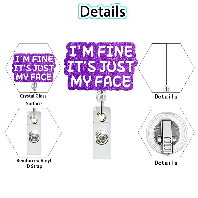 Wholesale Acrylic Glitter Letters Retractable Rotating Badge Keychain ACC-KC-QiDing011