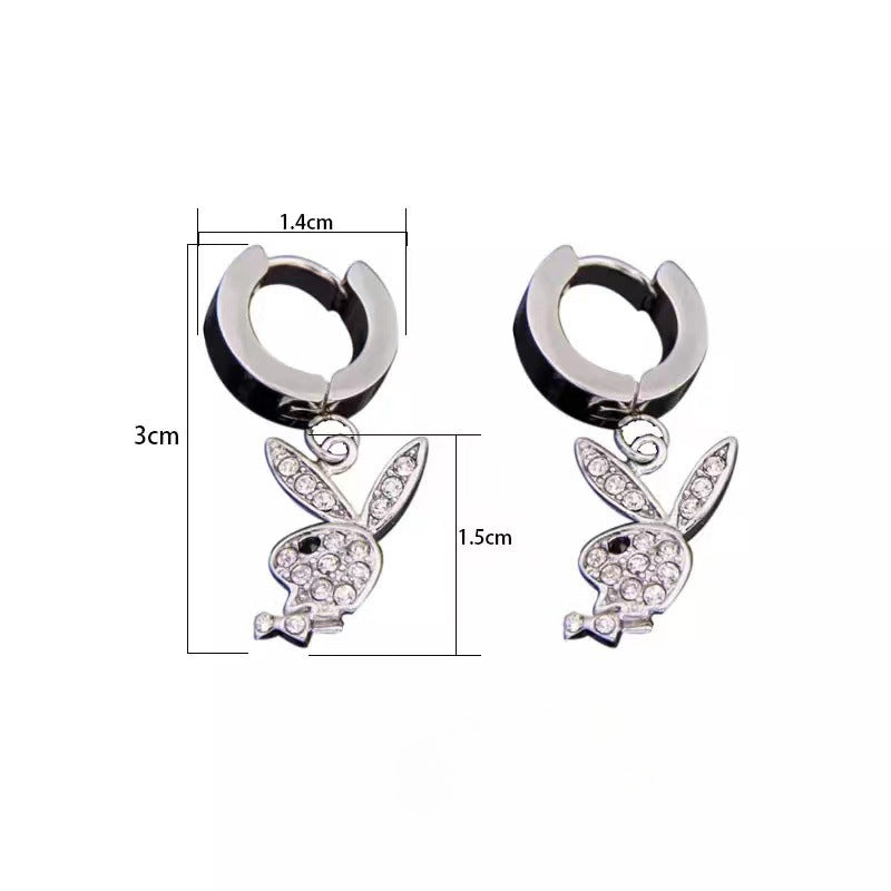 Wholesale Stainless Steel Bunny Punk Style Earrings Necklaces ACC-ES-FuSu016