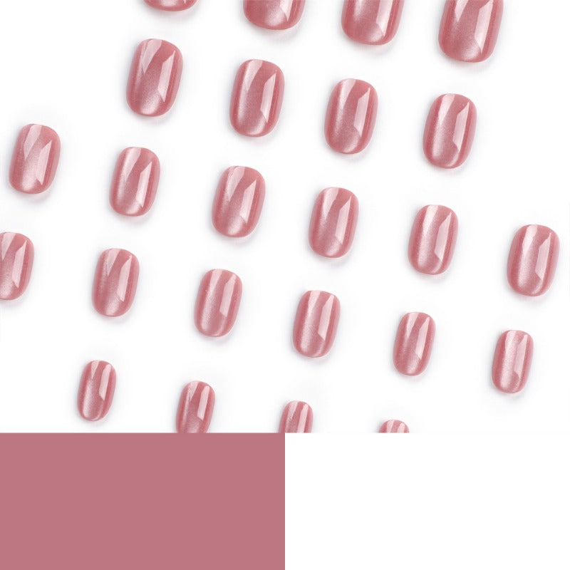 Wholesale 24 Pieces/box Nude Pink Cat Eye Press-on Nails Kits Nail Stickers ACC-NS-LeFan165