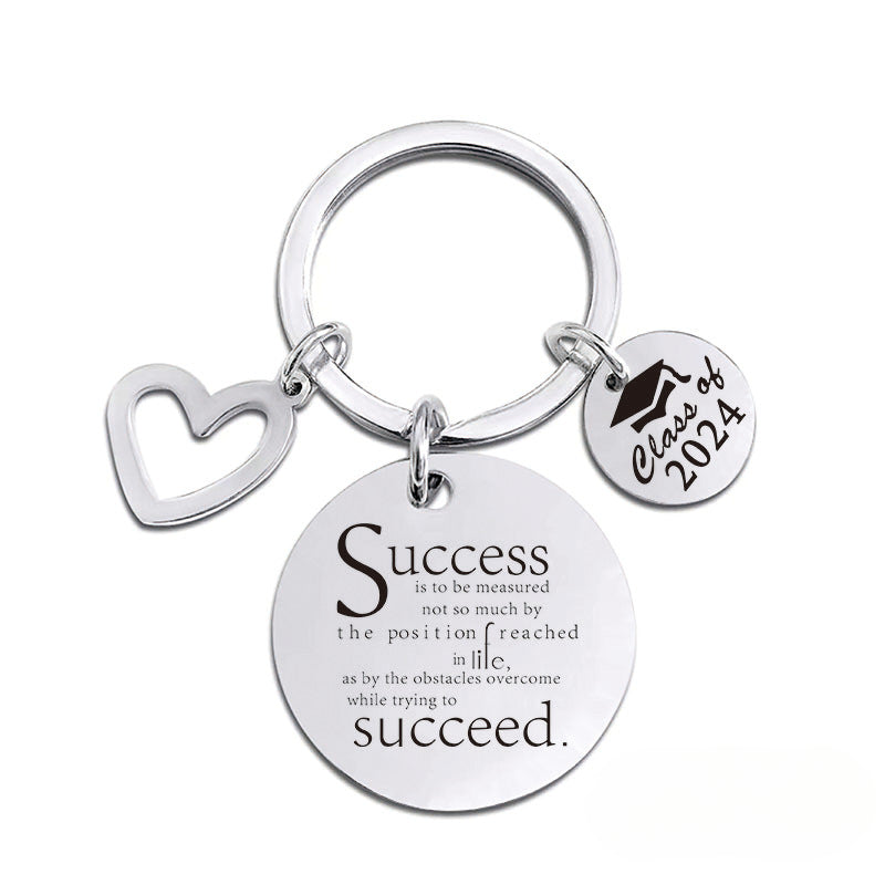 Wholesale 2024 Graduation Season Gift Love Pendant Round Plate Stainless Steel Keychain ACC-KC-Ganggu009