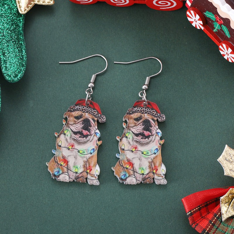 Wholesale Acrylic Christmas Dog Christmas Tree Calf Pendant Earrings ACC-ES-ChuLian114