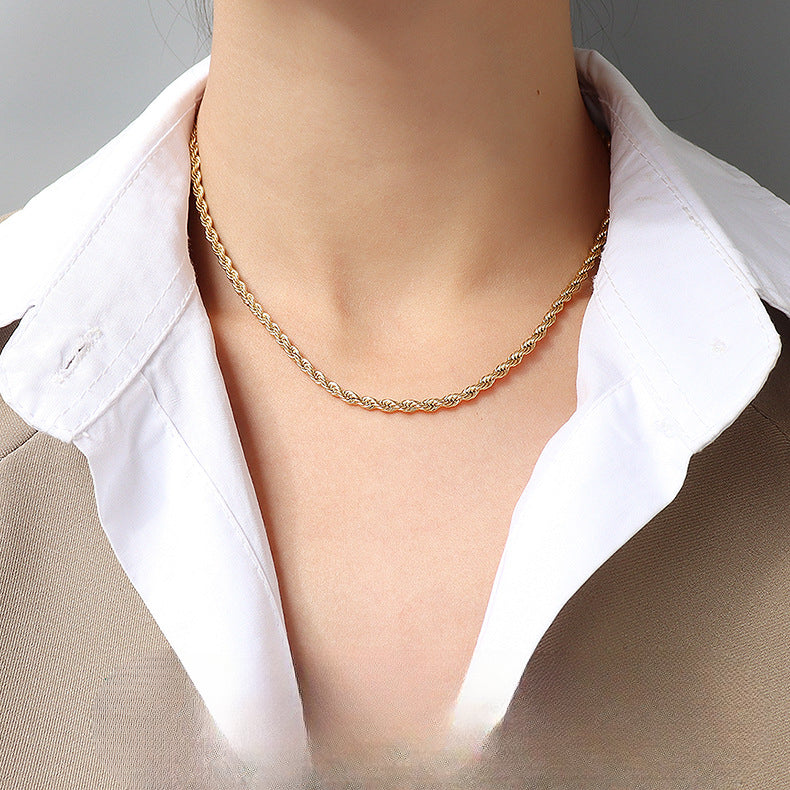 Wholesale Cross Chain Starry Sky Titanium Steel 18K Gold Necklace Choker Necklaces ACC-NE-OMK004