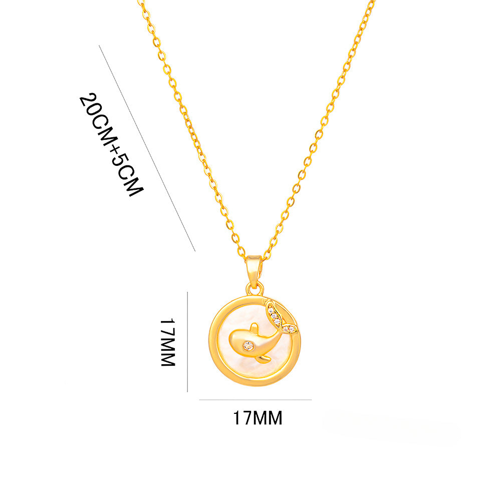 Wholesale Light Luxury Double-sided Shell Dolphin Flower Necklaces ACC-NE-OuBK001