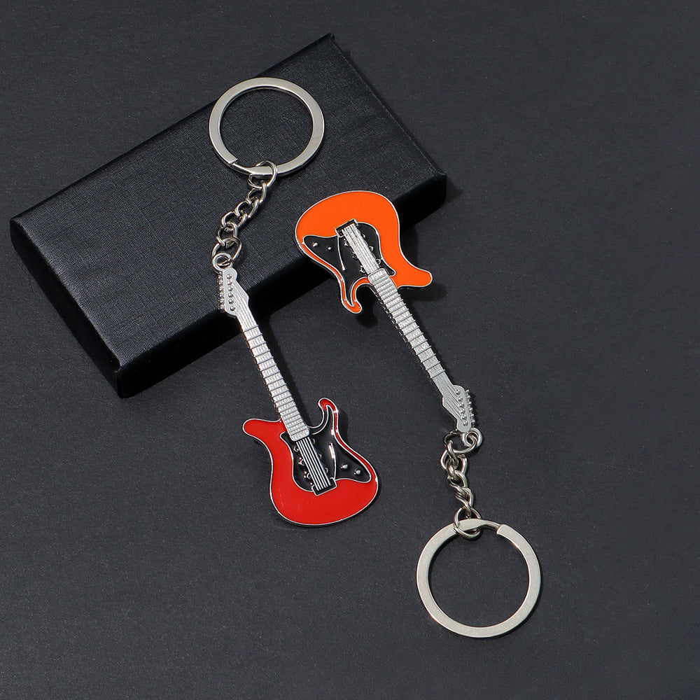 Wholesale Metal Guitar Music Festival Musical Instrument Creative Pendant Metal Paint Keychains ACC-KC-KaWu006