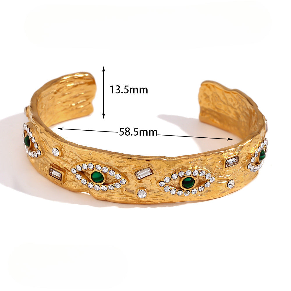 Wholesale Malachite Eyes Zircon Pendant Necklace Earrings Zircon Bracelets Stainless Steel EarringsACC-ES-Chunp006