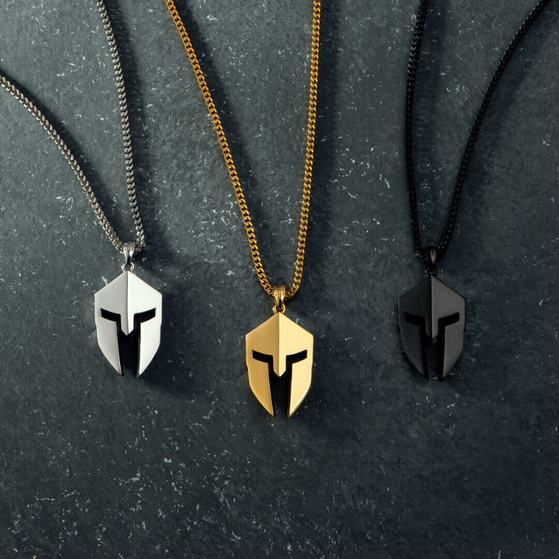 Wholesale Stainless Steel Mens Warrior Mask Face Cover Necklace ACC-NE-XuanChi009