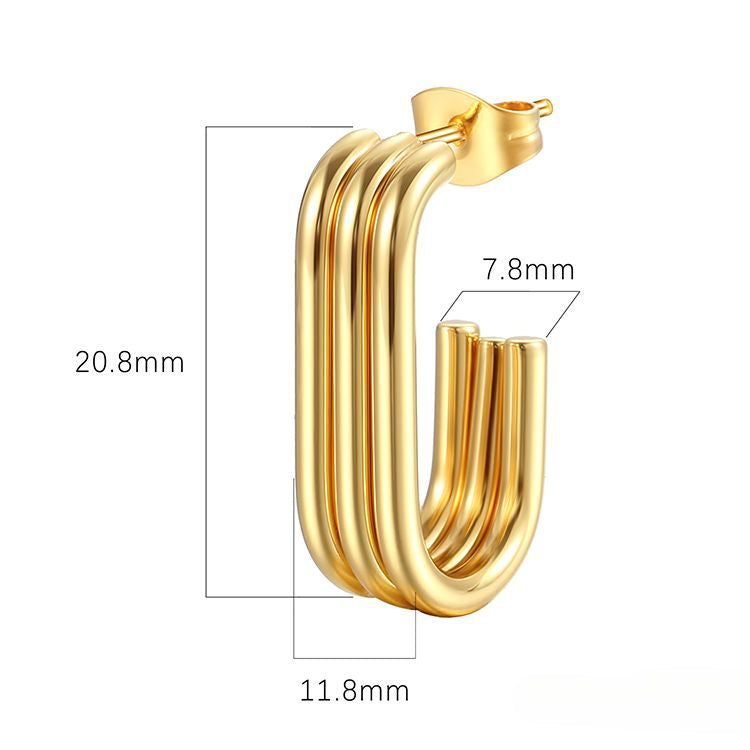 Wholesale Oval Multi-layer 18K Stainless Steel Earrings ACC-ES-MuShan037