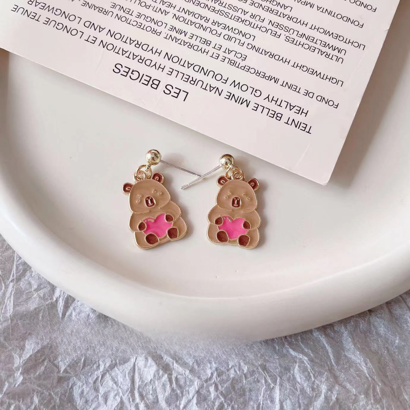 Wholesale Cute Cartoon Animal Puffer Metal Earrings ACC-ES-Yijia006