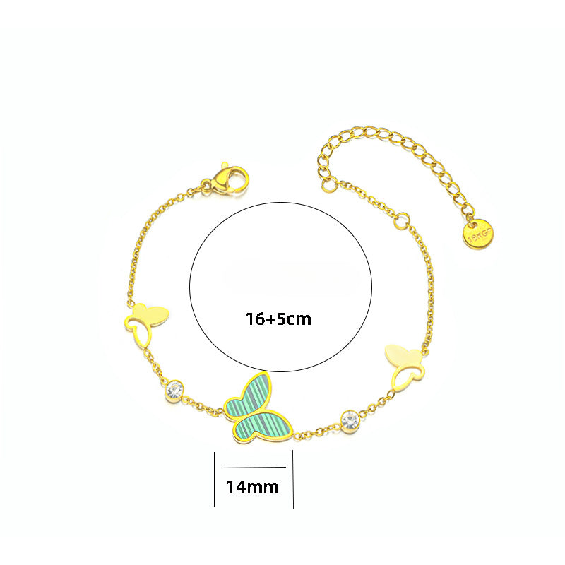 Wholesale Titanium Steel Bracelets Hollow Mother-of-Pearl Butterfly Bracelets ACC-BT-Kouz001