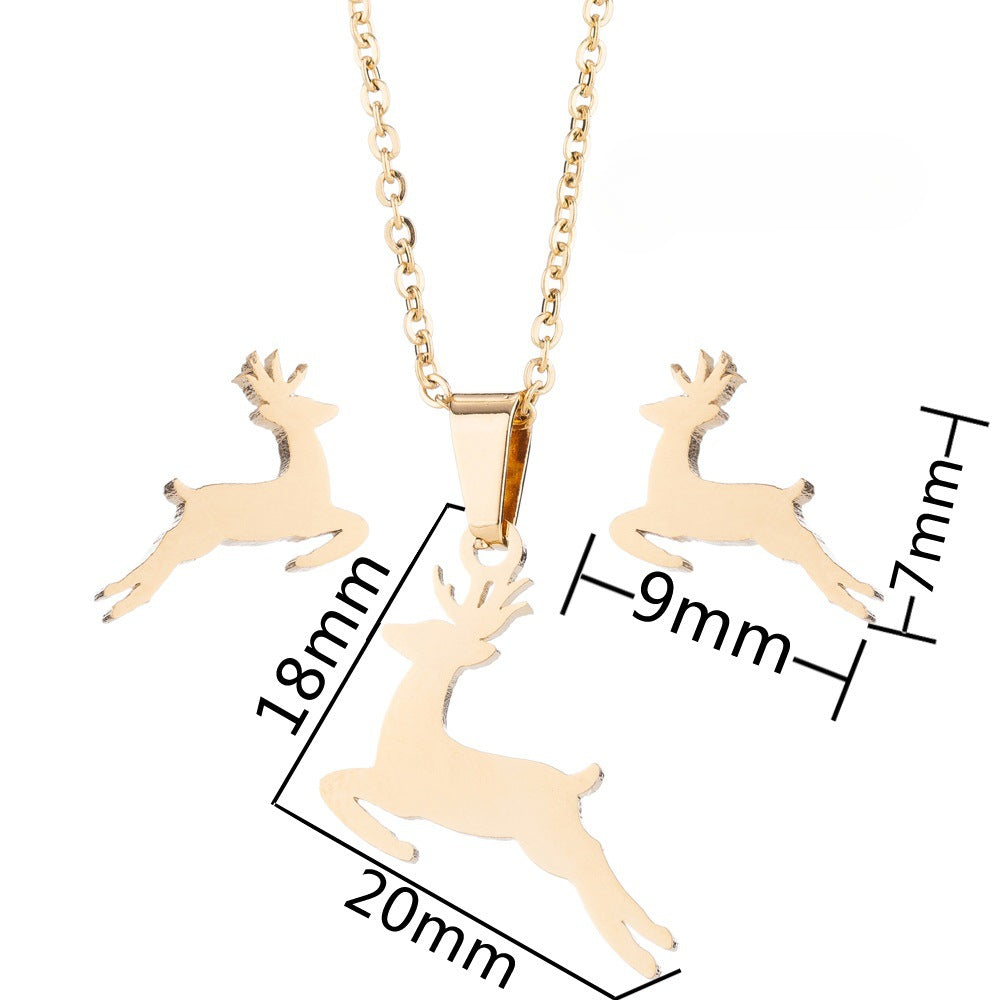 Wholesale Christmas Animals Galloping Earrings Necklace Set ACC-NE-ShuangS002