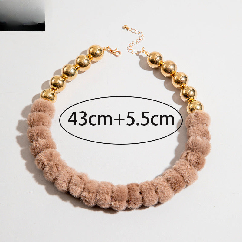 Wholesale Colorful Beaded Pom Pom Beaded Christmas Series Necklace ACC-NE-YongGe014