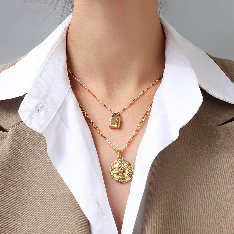 Wholesale Cross Chain Starry Sky Titanium Steel 18K Gold Necklace Choker Necklaces ACC-NE-OMK004