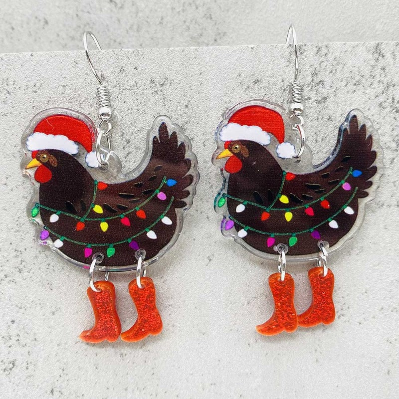 Wholesale Acrylic Christmas Snowflake Santa Claus Earrings ACC-ES-ChenY088