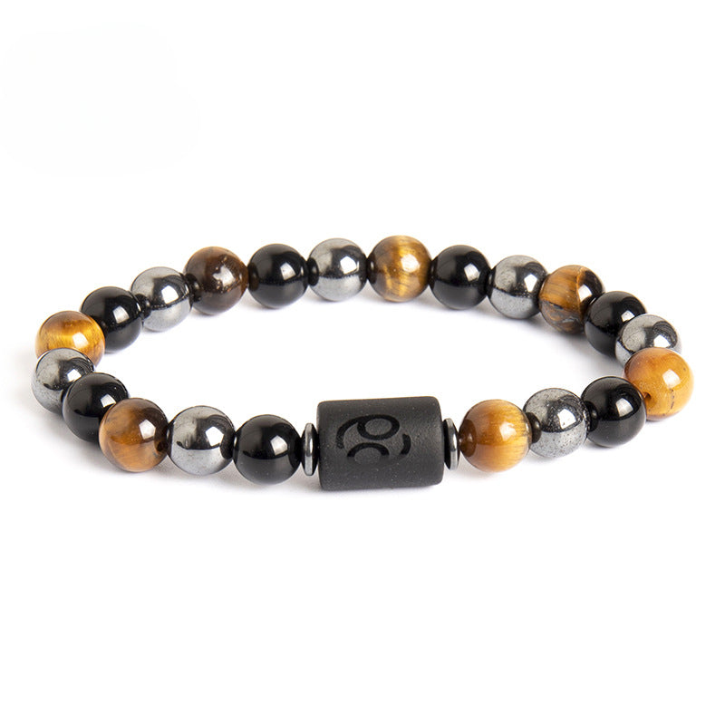 Wholesale Twelve Constellations Natural Tiger Eye Stone Men's Beaded Bracelet ACC-BT-Xinc003