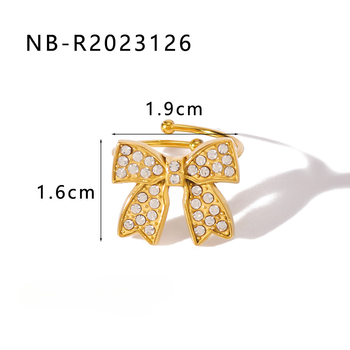 Wholesale Bow Stainless Steel Zircon Textured Rings Set ACC-RS-Xiny009