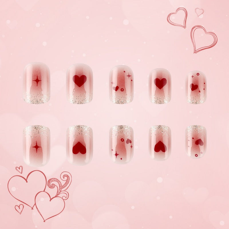 Wholesale 24 Pieces/box Valentine's Day Pink Love Nails Kits Nail Stickers ACC-NS-MiKe021