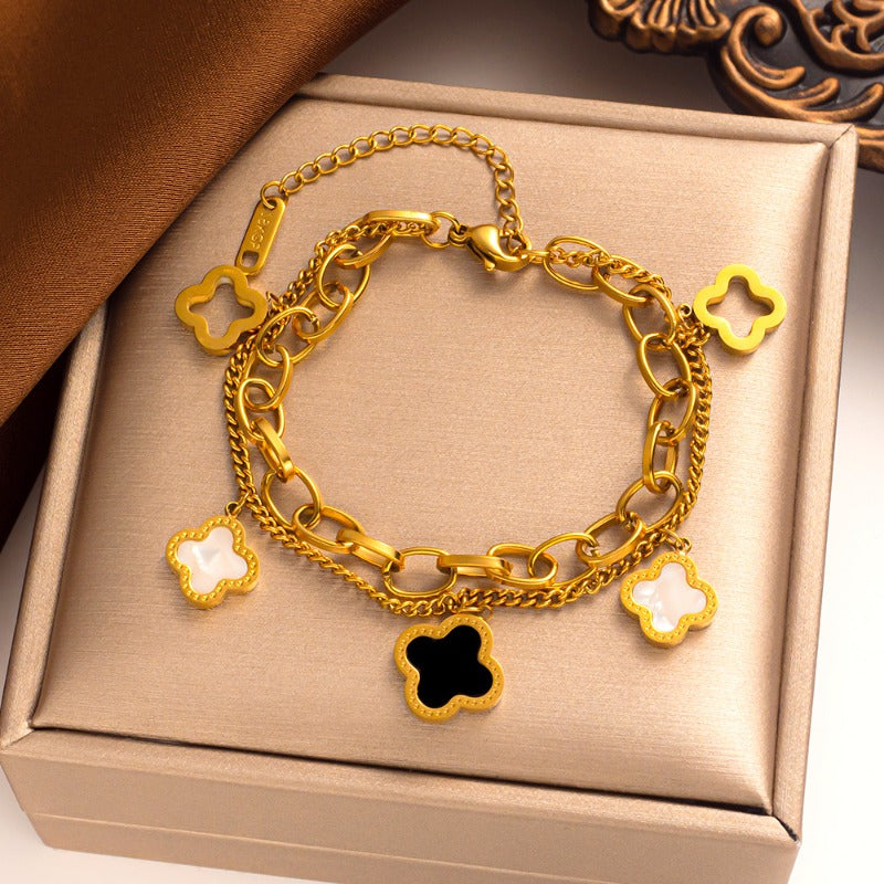 Wholesale Five Flower Four Leaf Clover Bracelet ACCVIP-BT-KuCai013