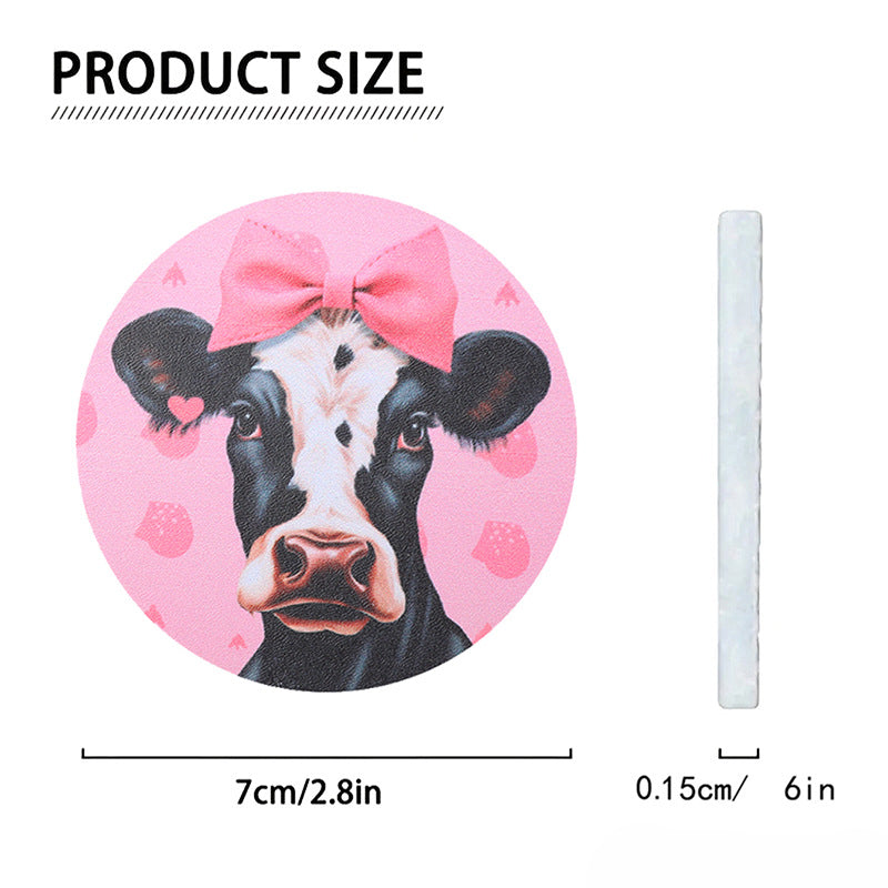 Wholesale Bow Cow Love Milk Tea Ice Cream Pattern Leather Coaster Cup Accessories ACC-CA-YTian002