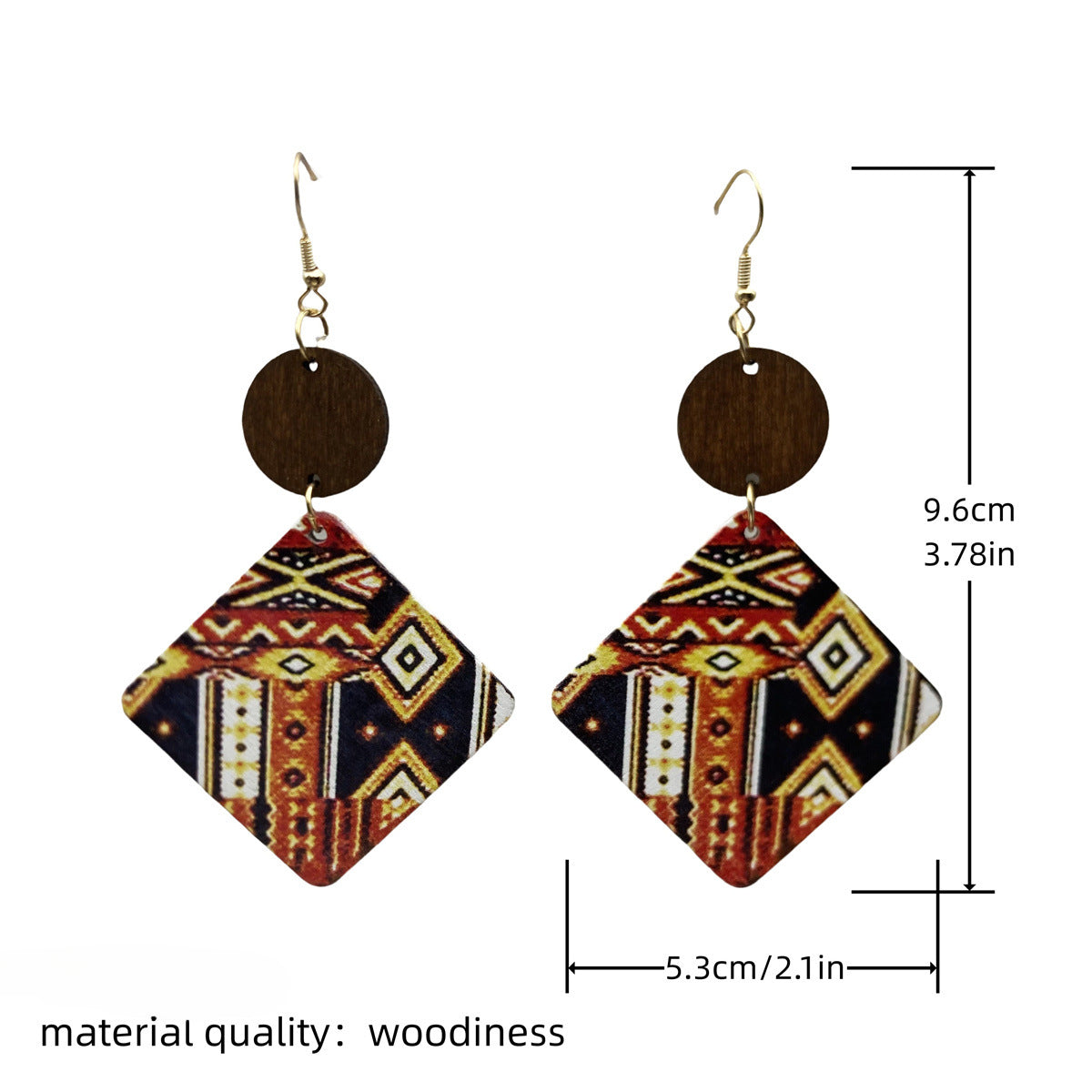 Wholesale Ethnic Style Exaggerated Geometric Wood Earrings ACC-ES-FX073