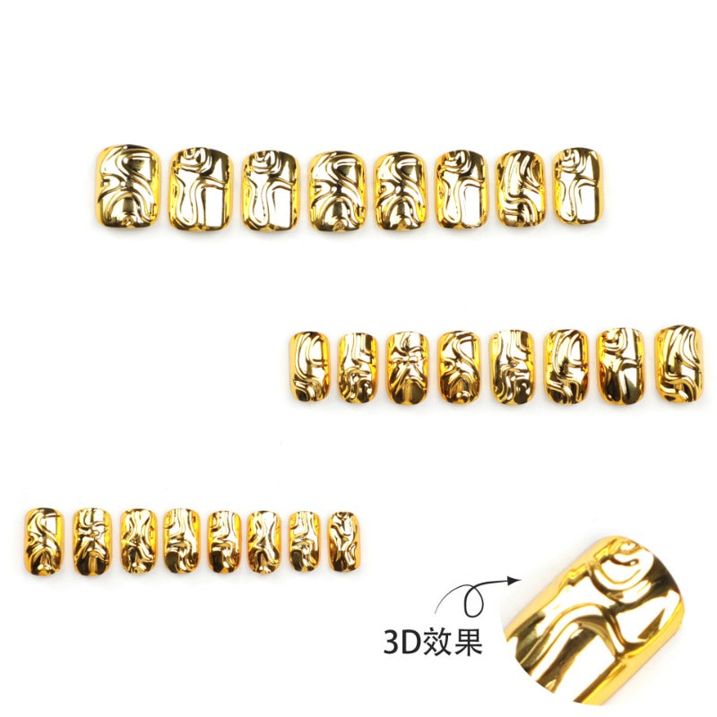 Wholesale 24 Pieces/box Gold Glitter Nails Kits Nail Stickers ACC-NS-LeFan171