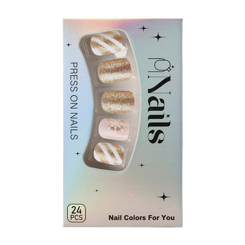 Wholesale 24 Pieces/box Christmas Golden Snowflake Nails Kits Nail Stickers ACC-NS-MiKe016