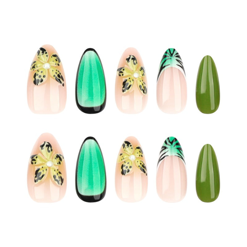 Wholesale 24 Pieces/box Tropical Flowers Nails Kits Nail Stickers ACC-NS-LeFan138
