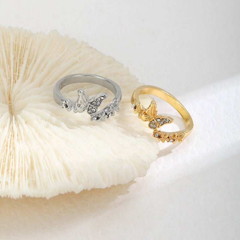 Wholesale Diamond Butterfly Adjustable Ring ACC-RS-QingHe005