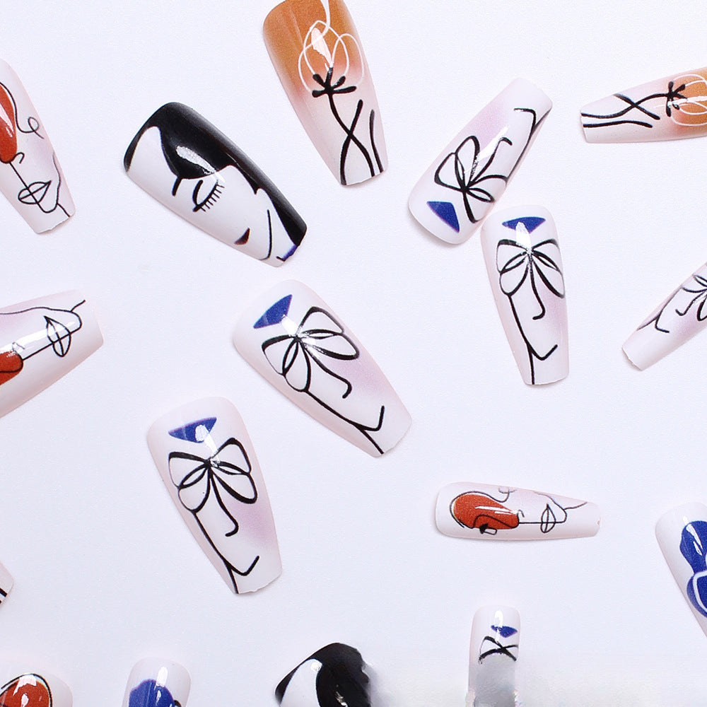 Wholesale 24 Pieces/box Press-on Nails Kits Nail Stickers ACC-NS-XingNai003