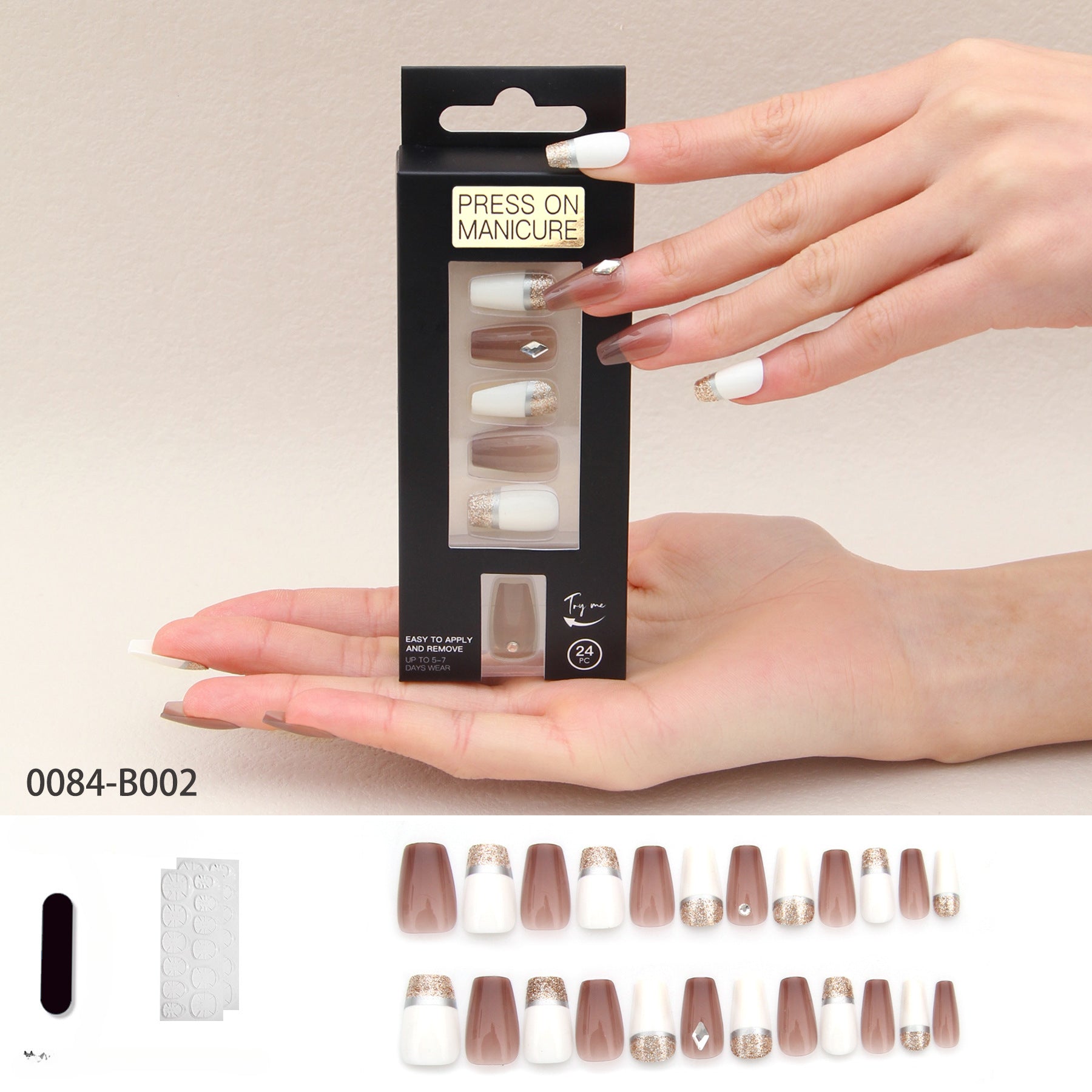 Wholesale Press on Nails Kits 24 Ballet Nail Adhesive Nail Enhancement Tablets ACC-NS-XKQ008