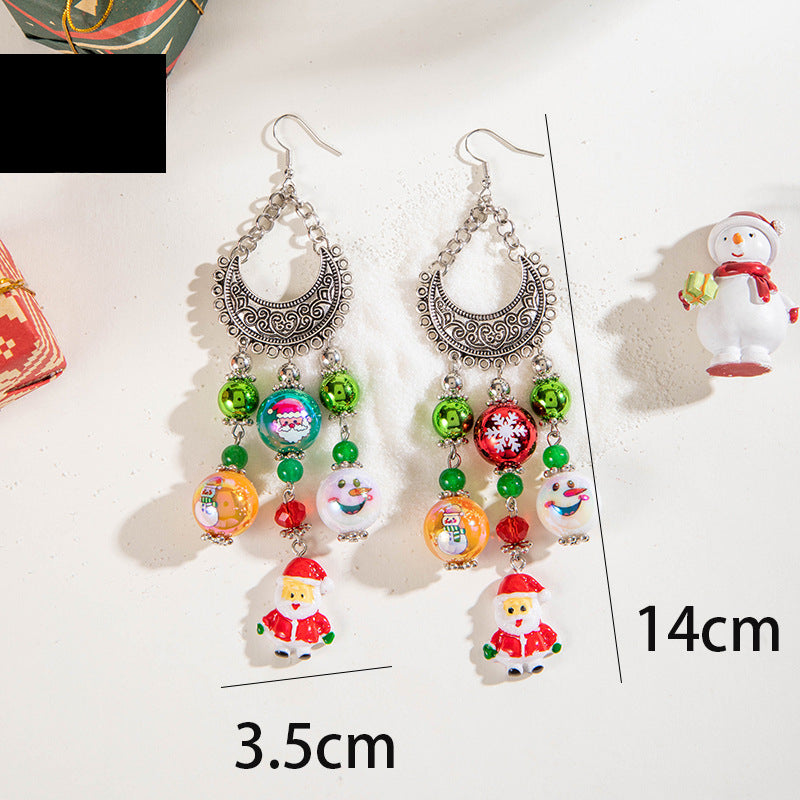 Wholesale Ethnic Style Beaded Santa Claus Tassel Earrings  ACC-ES-YongG004