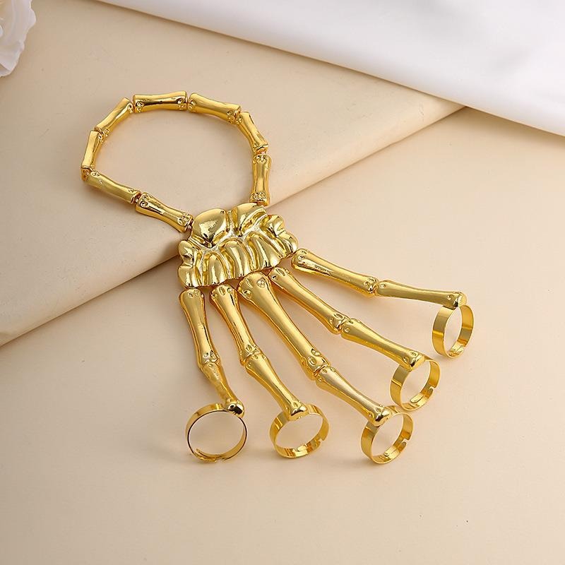 Wholesale Halloween Punk Style Five Finger Rings Exaggerated Skull Bracelets ACC-BT-GaoTu001