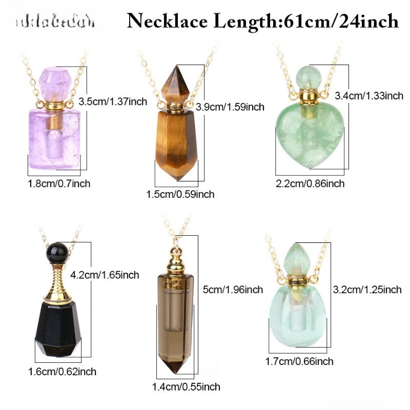 Wholesale Natural Stone Crystal Perfume Bottle Necklace ACC-NE-HuaiShe001