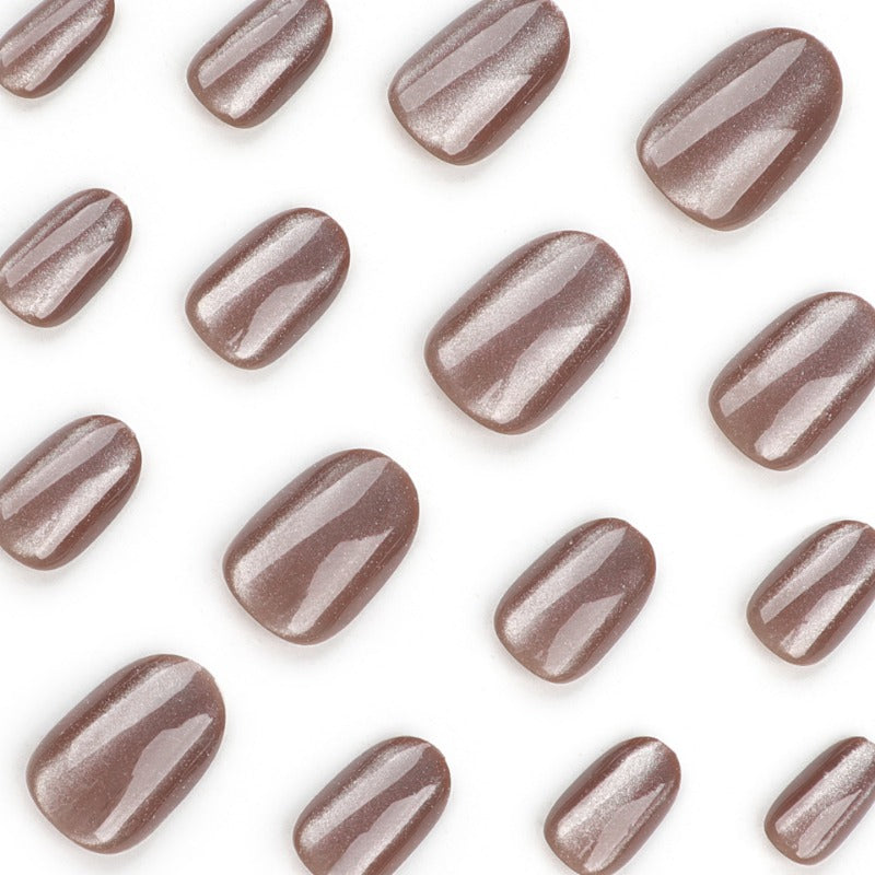 Wholesale 24 Pieces/box Dark Brown Cat Eye Nails Kits Nail Stickers ACC-NS-LeFan131