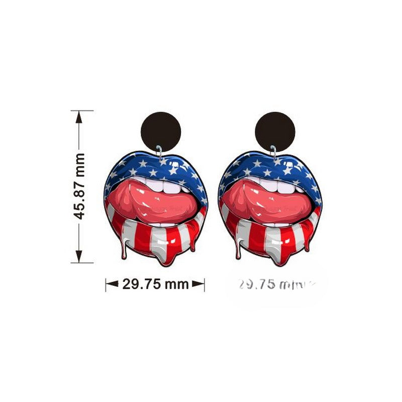 Wholesale American Independence Day Rainbow Hijab Women Acrylic Earrings ACC-ES-XP018