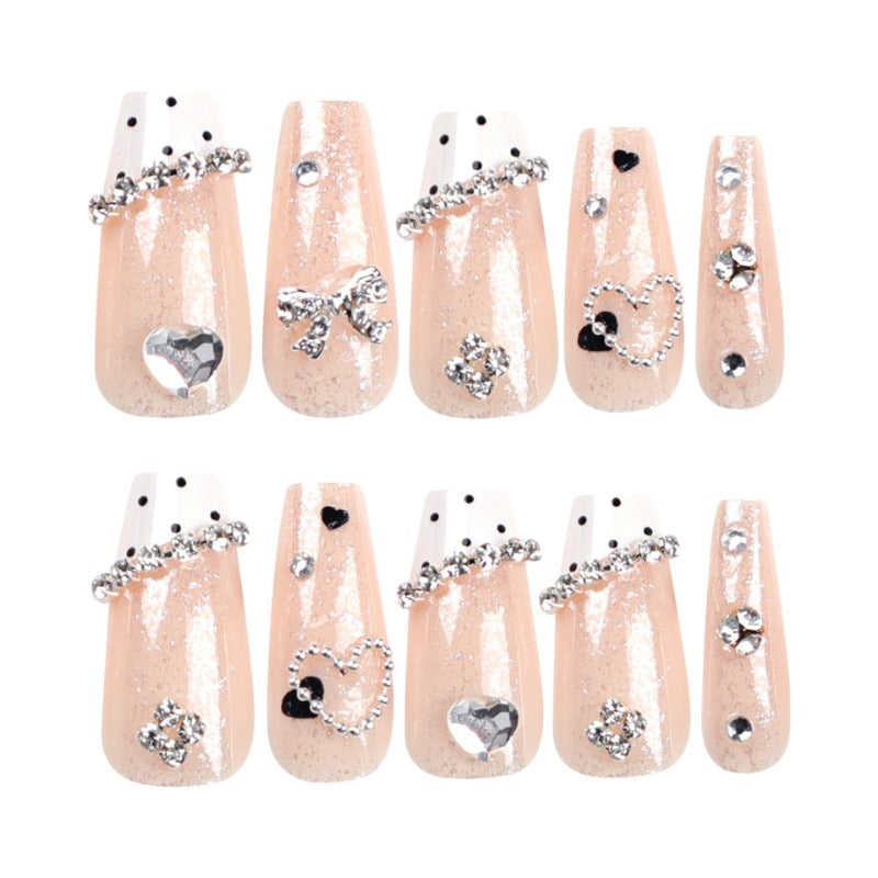 Wholesale 24 Pieces/box Bowknot Cow Pattern Polka Dot Nails Kits Nail Stickers ACC-NS-LeFan195