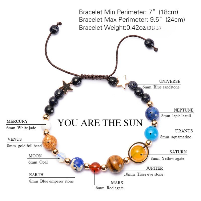 Wholesale Cosmic Galaxy Sun Agate Natural Stone Adjustable Bracelet ACC-BT-Duoy007