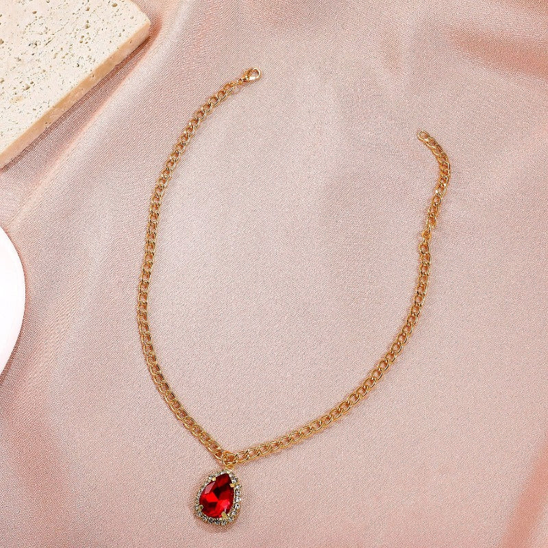 Wholesale Micro-paved Zirconia Teardrop Pendant Necklaces ACC-NE-DQ002